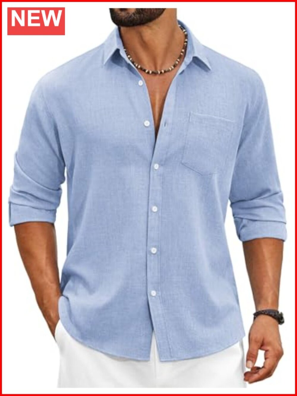 Cotton Linen Button Down Shirt Long Sleeve Casual Summer Beach